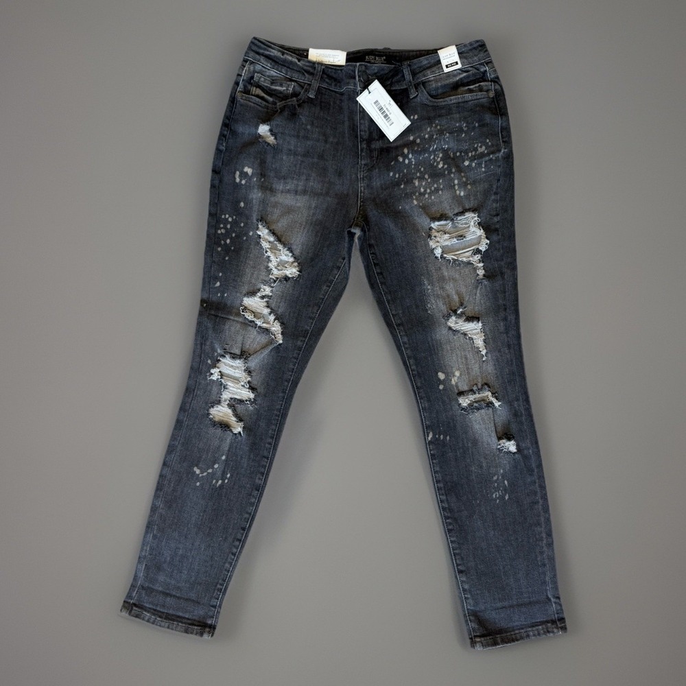 NWT Judy Blue Boyfriend Fit Gray Wash Jeans Womens Size 13